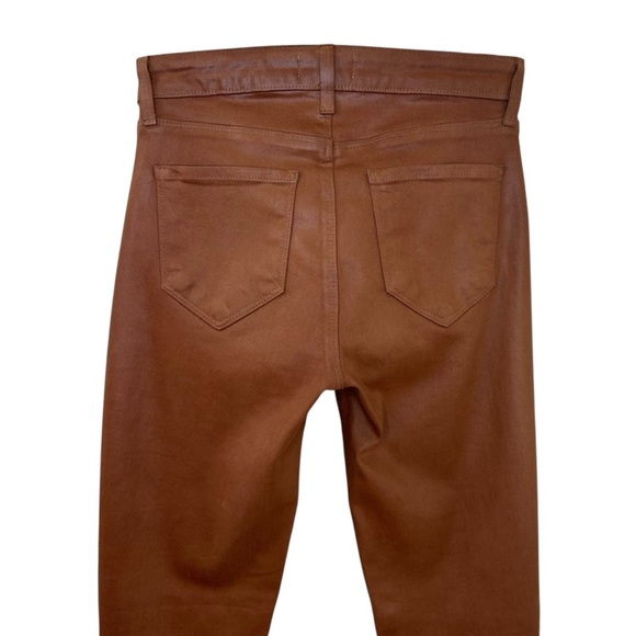 Agolde “Jyothi” Coated Cognac, High Waist, Split Ankle Skinny Jeans, Size 24 Tan - Picture 10 of 15